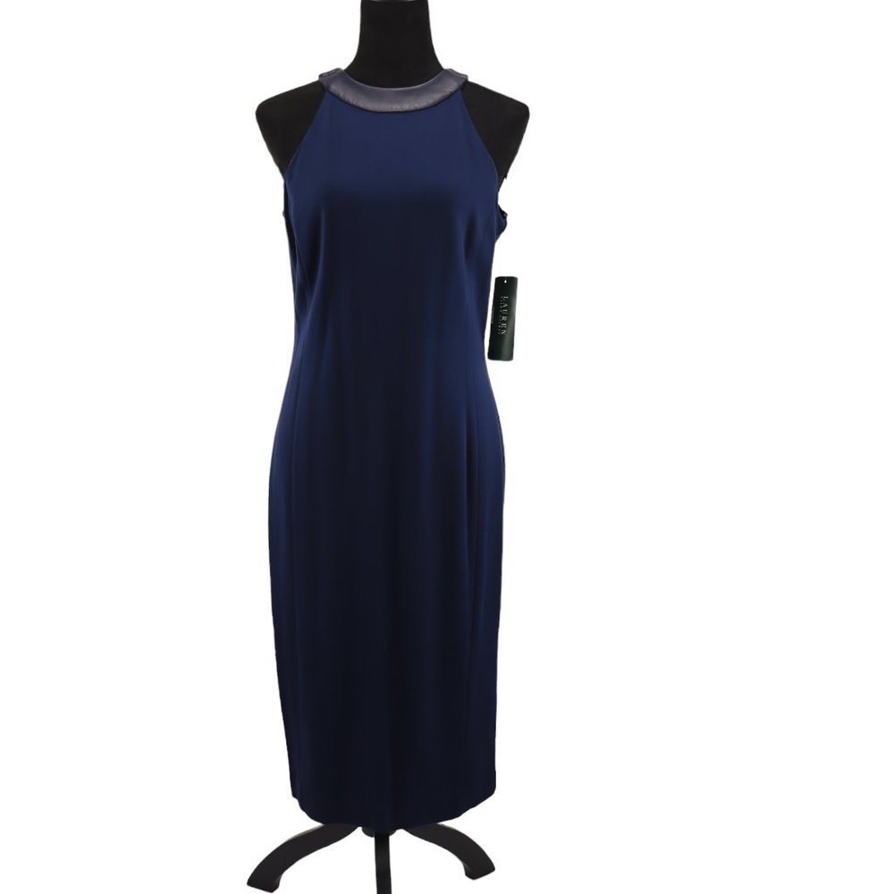 Lauren Ralph Lauren Halter Neck Capri Navy Dress Size 8